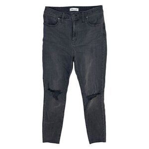 Madewell Women's Jeans Washed Out Black Distressed Tears Size 28 Skinny